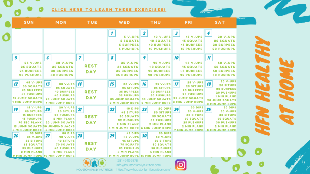 30 day workout calendar